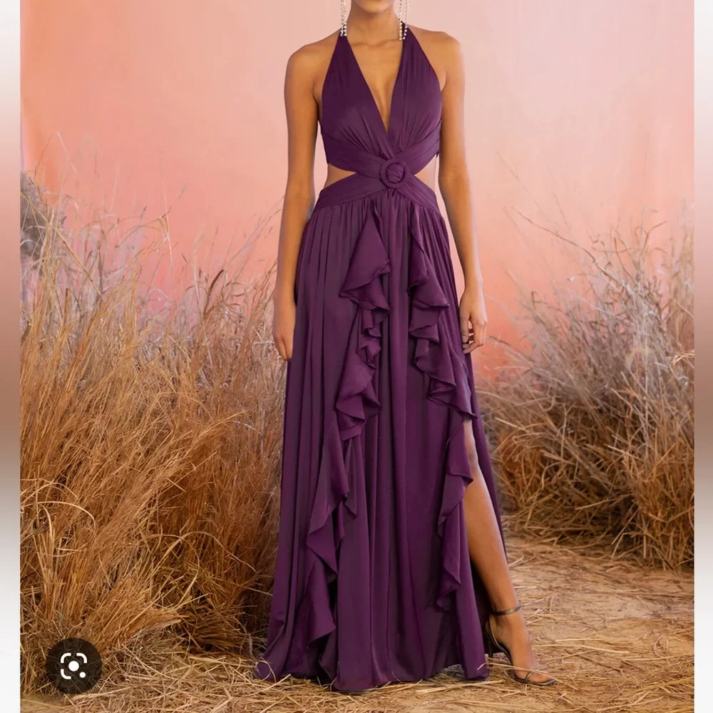 PatBO Sleeveless Cut Out Gown Deep Purple Sz 4 NWT! - Picture 2 of 6